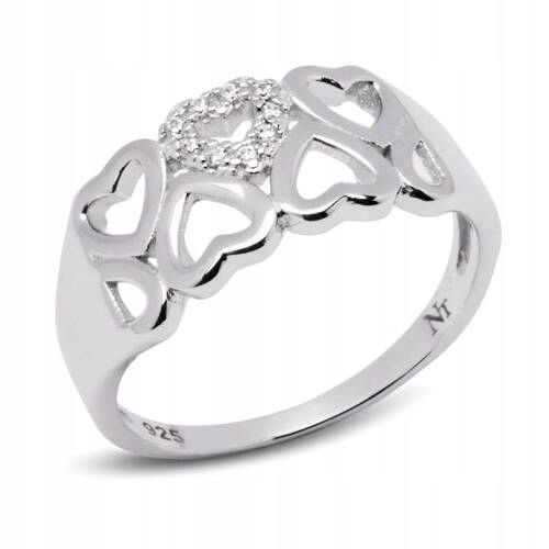 Pierścionek Obrączka Srebrna z Serduszkami zdjęcie 3