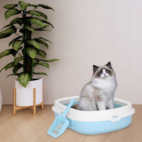 DUŻA KUWETA DLA KOTA Z RAMKĄ 40x33cm TOALETA OTWARTA NA ŻWIREK XL + ŁOPATKA na Arena.pl