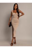 sukienka midi beżowa AZZURRA