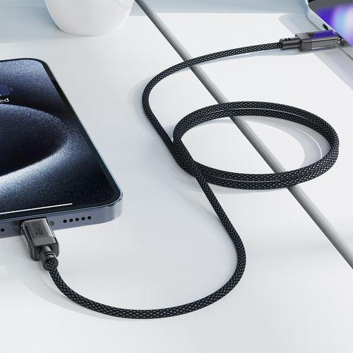 Kabel przewód USB-C z nylonowym oplotem PD 60W 480Mb/s - czarny na Arena.pl