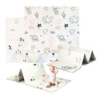 Dwustronna edukacyjna piankowa mata dziecięca XXL 180x200 cm - wodny świat