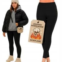 OCIEPLANE LEGGINSY Bawełniane PRĄŻKOWANE damskie getry CIEPŁE KRYJĄCE