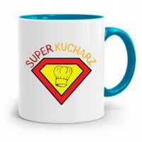Kubek Błękitny Super Prezent Dla Super Kucharza Z Nadrukiem Ze Zdjęciem
