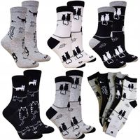 5 x SKARPETY BAWEŁNIANE DAMSKIE SKARPETKI KOTY 35/38