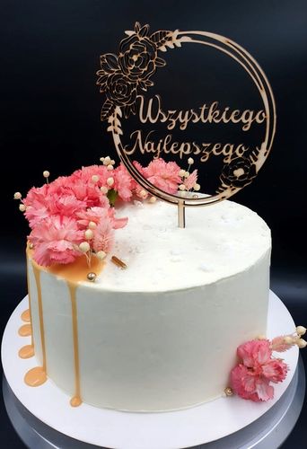 ZŁOTY TOPPER NA TORT Dowolny Napis URODZINY WESELE na Arena.pl