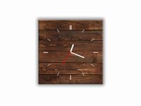 ZEGAR SZKLANY KWADRATOWY - Ciemne deski