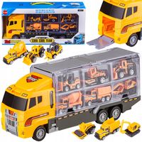 LAWETA TRANSPORTER CIĘŻARÓWKA TIR + METALOWE AUTA MASZYNY BUDOWLANE