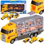 LAWETA TRANSPORTER CIĘŻARÓWKA TIR + METALOWE AUTA MASZYNY BUDOWLANE
