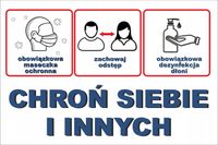 NAKLEJKA dezynfekcja dłoni odstęp maseczki 20cm