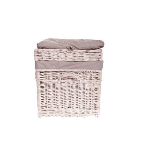 Kufer Wiklinowy Wybielany z Obszyciem Szarym kosz na zabawki 70x42 H47 cm na Arena.pl