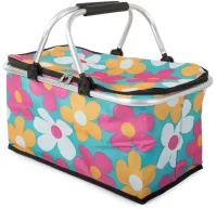 Koszyk piknikowy termiczny na piknik lub zakupy różne kolory do wyboru Rodzaj / wzór - Niebieski w kwiaty