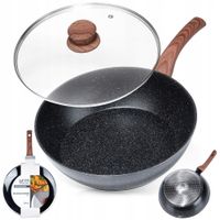 Patelnia Indukcja ze Szklaną Pokrywką Granitowa Nieprzywierająca VILDE 28cm