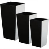 Zestaw 3x Doniczka Donica Wkład Czarny Połysk Duża