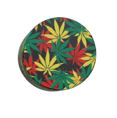 Młynek do Tytoniu Suszu Ziół CBD „Rasta Jungle” –kolorowe liście na czerni na Arena.pl