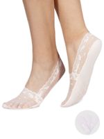 Skarpety stopki damskie niskie koronkowe z ABS białe 3PAK 36-41 YOCLUB
