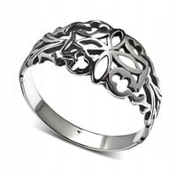 SREBRNY PIERŚCIONEK SZEROKI AŻUROWY KWIECISTY AŻUROWANY SREBRO 925 r19