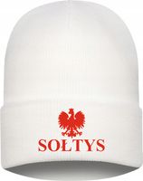Czapka zimowa biała gruba haftowana twój napis tekst DLA SOŁTYSA prezent