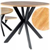 STÓŁ OKRĄGŁY DO SALONU KUCHNI DĘBOWY/CZARNY TALIA II LOFT JADALNIA