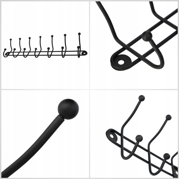 Wieszak Uchwyt Na Ubrania Ścienny Czarny Mocny 2x zdjęcie 7