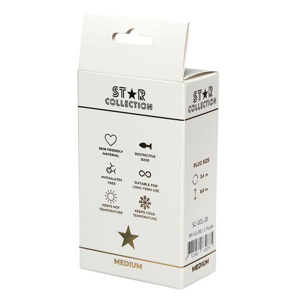 Star Collection - Purple Silicone Anal Plug M - Light Blue Stone zdjęcie 2