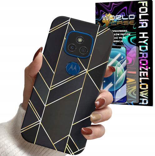 ETUI DO MOTOROLA G9 Play G9 E7 PLUS - MARMUREK GEOMETRYCZNE WZORY + FOLIA na Arena.pl