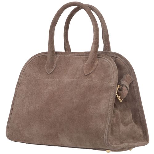 VERA PELLE torebka damska zamszowa klasyczna mała z paskiem V696 taupe na Arena.pl