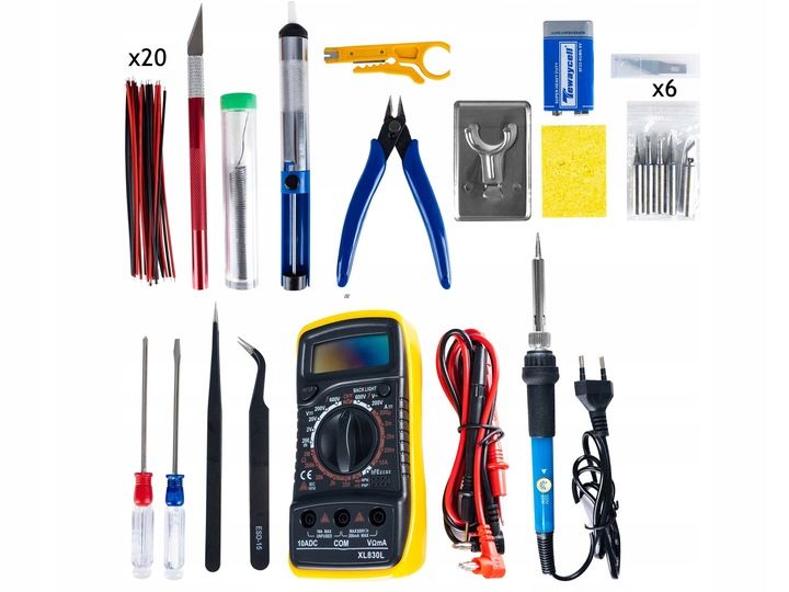 ZESTAW NARZĘDZI ELEKTRYCZNYCH LUTOWNICA MULTIMETR zdjęcie 2