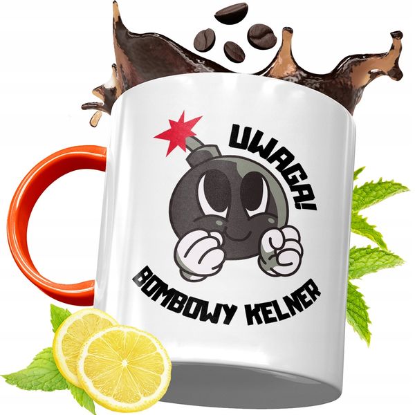 Kubek Pomarańczowy Dla Kelnera Prezent Z Nadrukiem Ze Zdjęciem zdjęcie 1