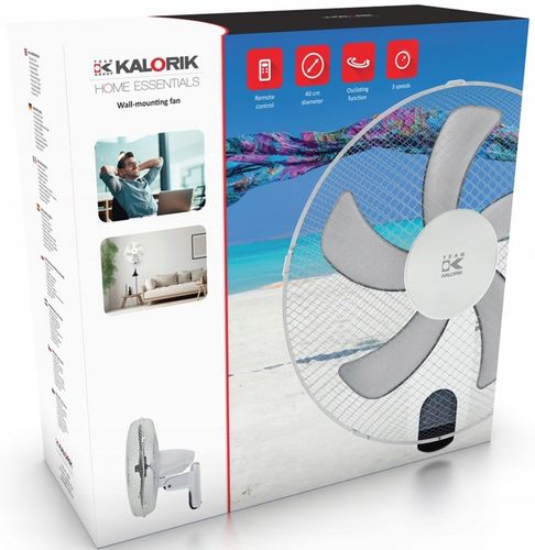 WENTYLATOR ŚCIENNY z PILOTEM Wiatrak na Ścianę BIAŁY 45W OSCYLACJA na Arena.pl