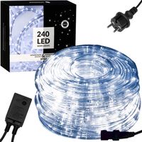 WĄŻ ŚWIETLNY ZEWNĘTRZNY 240 LED LAMPKI BIAŁY ZIMNY 10M ŚWIECĄCY TAŚMA IP44