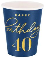 Kubek Happy Birthday 40 granatowy 220ml 6szt.