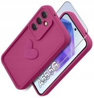 Etui do Samsung A55 5G silikonowe MATOWE serce + Szkło ochronne na ekran 9H