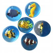 6x PIŁECZKI PIŁKI KAUCZUKOWE SKACZĄCE ZWIERZĘTA WODNE RYBKI MORSKIE 45mm