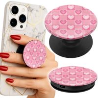 Uchwyt do telefonu Popsocket na palce/stojak SERCA KRATKA RÓŻOWA