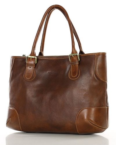 Torebka do ręki kuferek genuine leather made in Italy - MARCO MAZZINI brązowy na Arena.pl