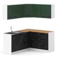 Kuchnia Narożna Nowoczesna Blat 3.2m Biały Butelkowa Zieleń San Sebastian