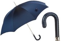 PASOTTI Męska Parasolka 95cm Granat Skórzana Rączka Manual Włochy
