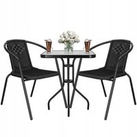 MEBLE OGRODOWE ZESTAW MEBLI OGRODOWYCH STÓŁ +2 KRZESŁA NA TARAS BALKON DUŻY