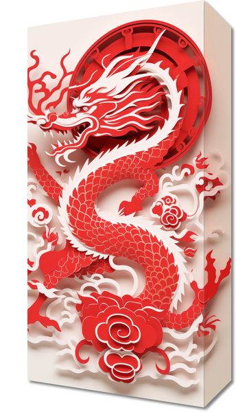 Obraz 20x40cm Czerwony Smok zdjęcie 1