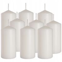 ZESTAW 9 ŚWIEC STOŁOWYCH WALEC KLASYCZNA ŚWIECZKA 12cm 38h BIAŁA
