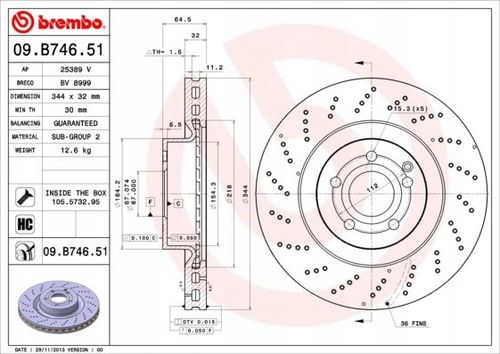 TARCZA HAM PRZOD 344X32 V BREMBO na Arena.pl