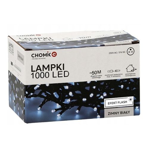 Lampki choinkowe 1000LED Zimny biały 50M Światełka zewnętrzne FLESH IP44 na Arena.pl
