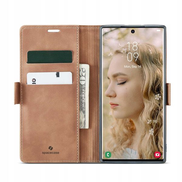 Spacecase Wallet Galaxy S22 Ultra Light Brown zdjęcie 14