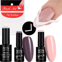 NTN Zestaw Classic French 2x Lakier Hybrydowy 5g + Żel+Naklejki Paski Nr134