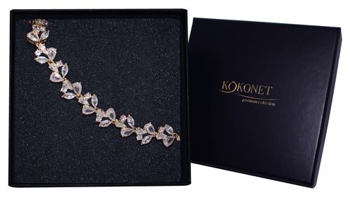 pozłacana BRANSOLETKA ślubna do sukni ślubnej 18cm długa boho glam piękna na Arena.pl