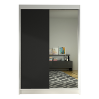 Szafa przesuwna Lino I z lustrem 120cm garderoba - BIAŁY/CZARNY