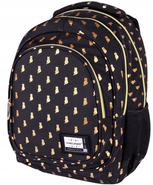 PLECAK TORNISTER SZKOLNY Z KOTKIEM KOT CZARNY ZŁOTY GOLDEN KITTY zdjęcie 3