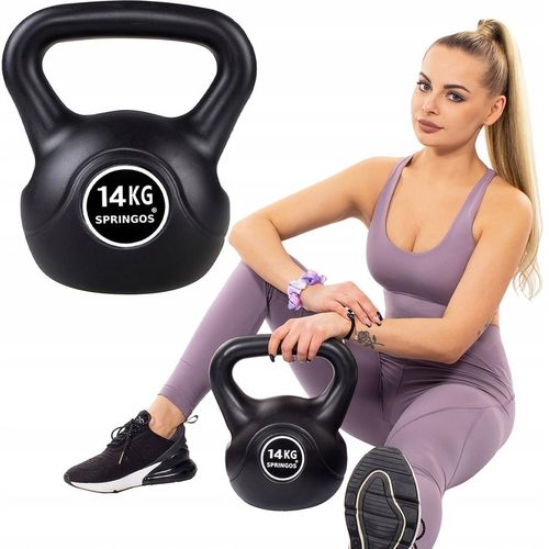 KETTLEBELL 14kg CIĘŻAR ĆWICZEŃ HANTLA CZARNY FITNESS HANTEL ODWAŻNIK ABS na Arena.pl