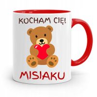 Kubek Czerwony Dla Dziewczyny Kocham Cię Misiaku Z Nadrukiem Ze Zdjęciem