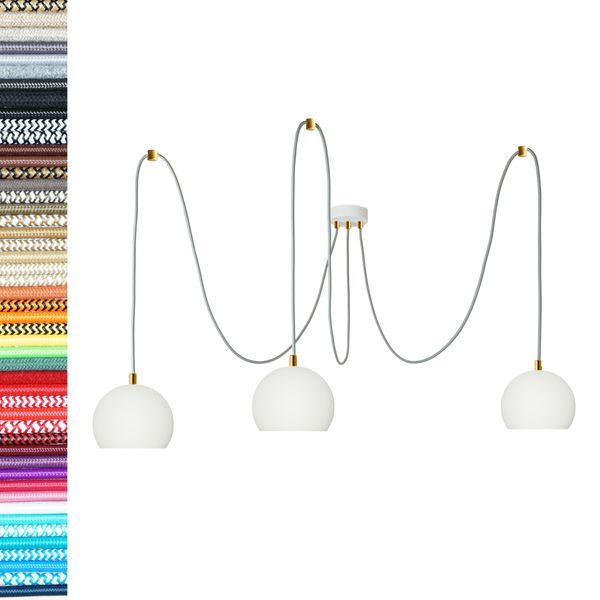 LAMPA kula biała z mosiądzem pająk 3 wisząca + GU10 zdjęcie 13